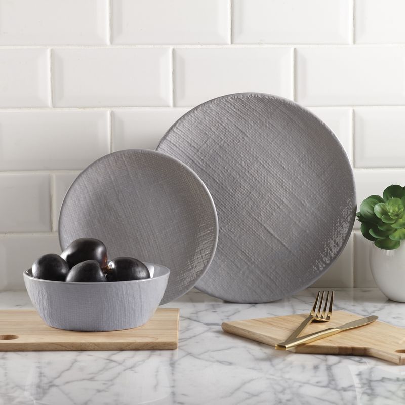 Ensemble de vaisselle, lin gris 12 mcx