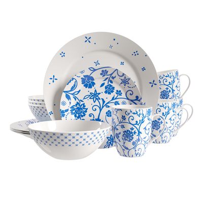 Superbe Service De Vaisselle Florian 16 Pièces – Porcelaine Noire Avec Liseré Doré, Moderne Et élégant