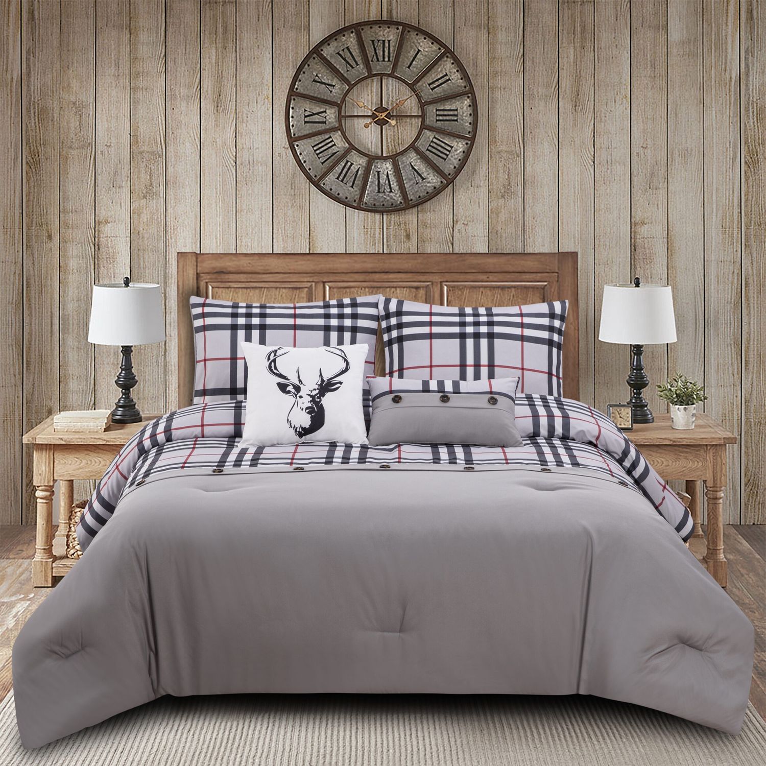 Lodge Gris Pâle - Ensemble Douillette 5 mcx, Size: Simple