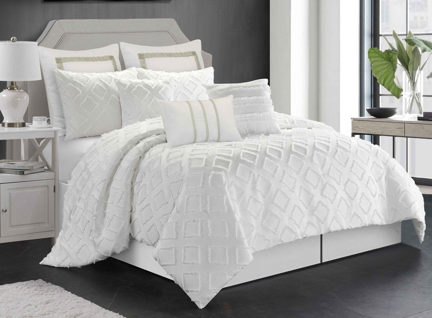 Marysa Blanc Ensemble de Douillette 7 mcx, Size: Double