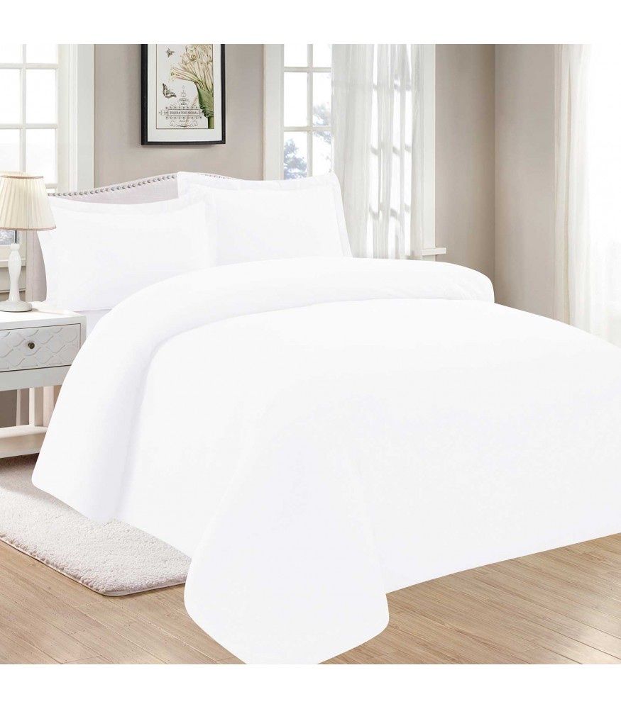 Duvet Cover Set 3 pcs - Solid Colors, Color: Blanc, Size: Queen