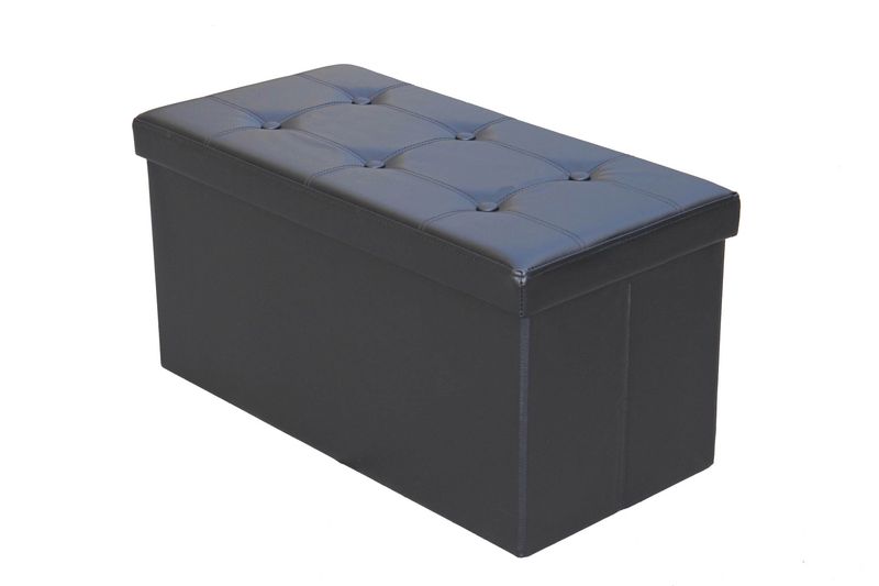 Double Storage Ottoman, Foldable with Tray - 2 Colors
