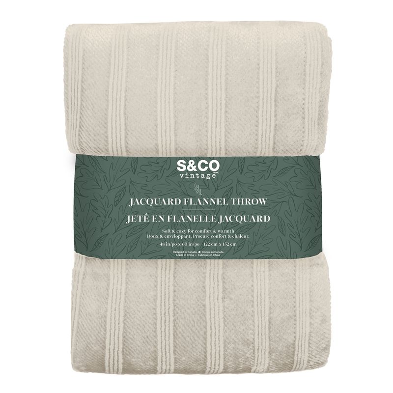 Jeté en Flanelle Jacquard - Rayures Fines - 6 couleurs