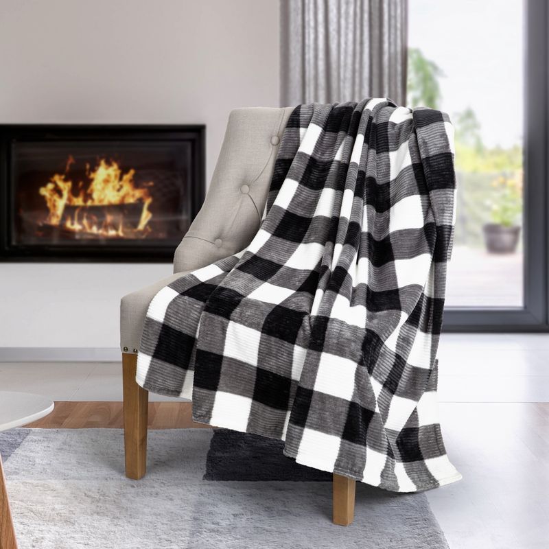 Printed Plush Throw - Black/White Printed Plush Throw - Black/White