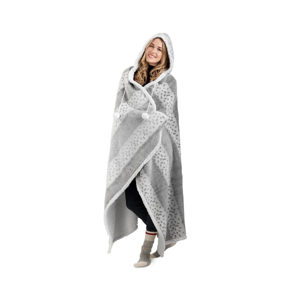 Ultra Soft Hooded Throw Blanket Hoodzy - Grey Ultra Soft Hooded Throw Blanket Hoodzy - Grey