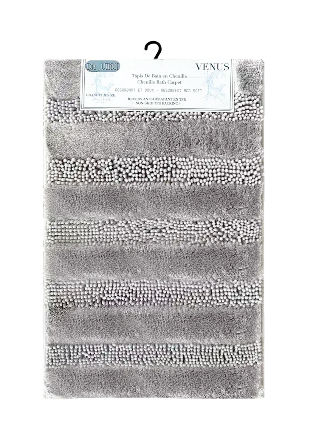 Venus Tapis De Bain en Chenille, Couleur: Argent