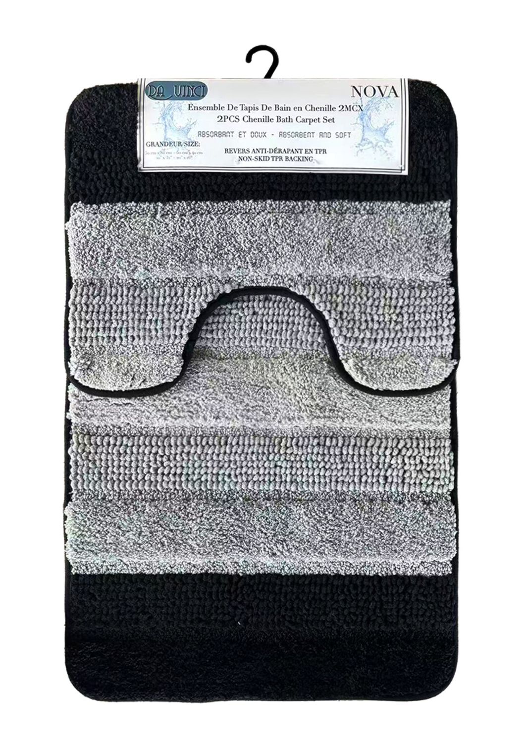 Nova Tapis De Bain en Chenille 2 mcx, Couleur: Noir