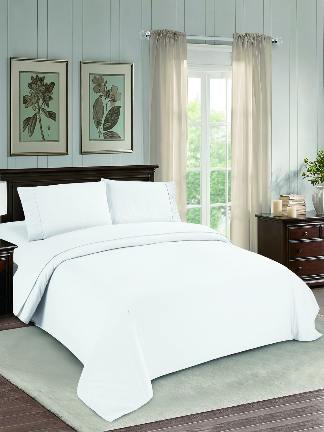 Bamboo Luxe Sheet Set 8880 - Solid Colors, Color: Blanc, Size: Jumeau