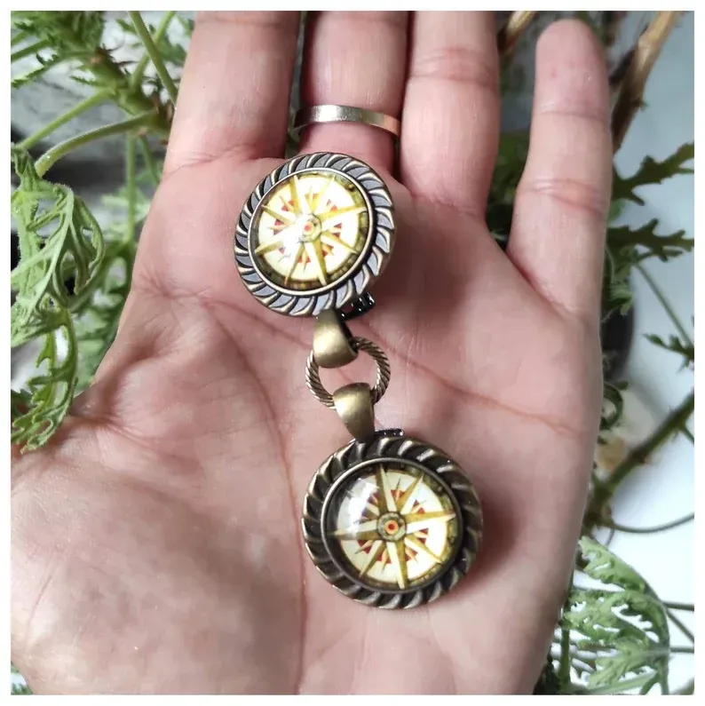 Broche brújula para abrochar chaquetas, unir capas, sujetar pañuelos, abrochar kimonos