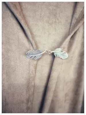 Broche pluma plateado para unir, abrochar chaqueta sin botón, sujetar pashmina, pin pañuelo, cerrar capa