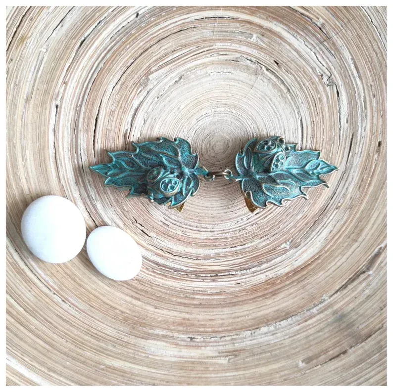 Broche envejecido cobre para cerrar chaquetas, abrochar capas, agarrar pañuelos, cerrar pashminas