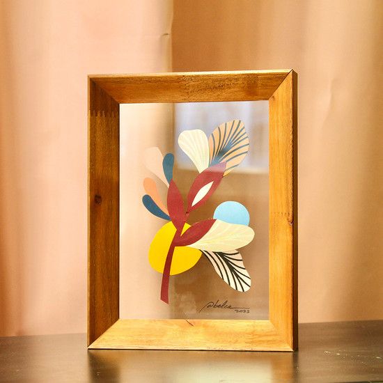 Quadro Entre Vidros Carmine - 19 x 25 cm emoldurado