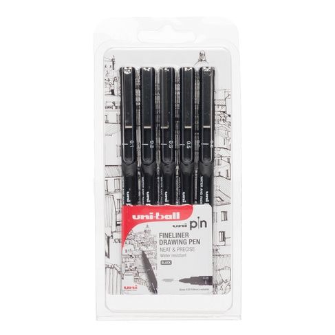 Uni-Ball Fine Line Drawing Pens 5 Pack