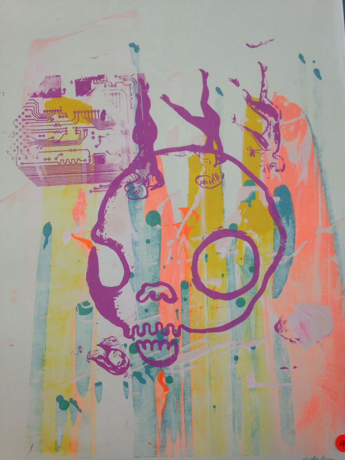 Ursula Cheng Circuit Board Skull Screenprint