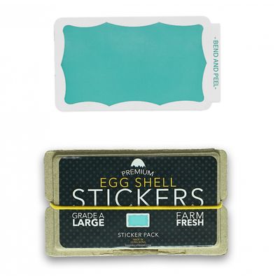 Egg Shell Stickers Wavy Border Teal