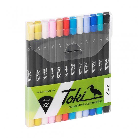 Toki Aquarelle Twin-Tip Brush Marker 12-Set 2
