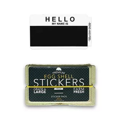 Egg Shell Stickers 'Hello My Name Is' Black