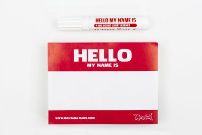 Montana Hello My Name Is Stickers Red x100