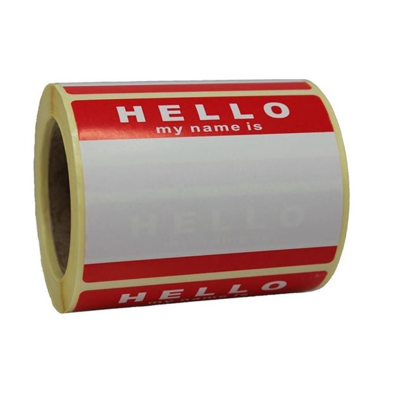 Hello My Name Is Stickers Red x250