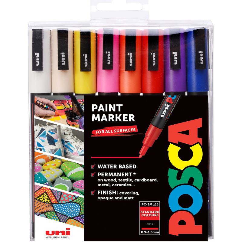 Uni Posca PC-3M Standard Colours 16-Pack
