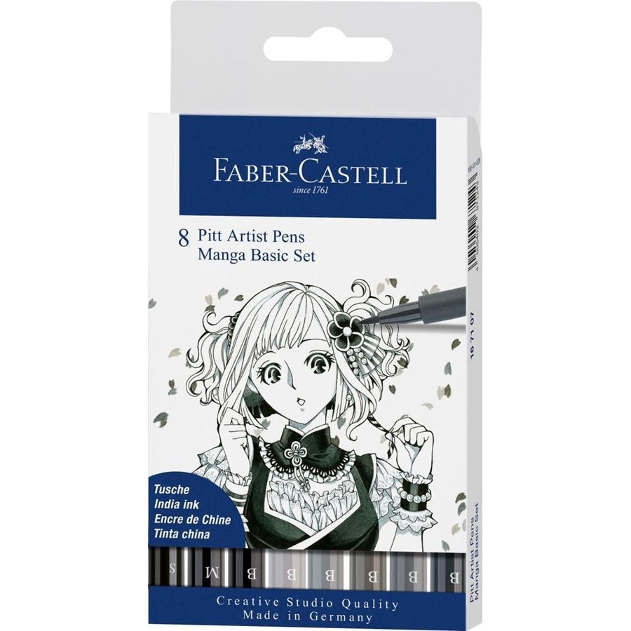 Faber-Castell 8 Pitt Artist Pens - Manga Basic Set