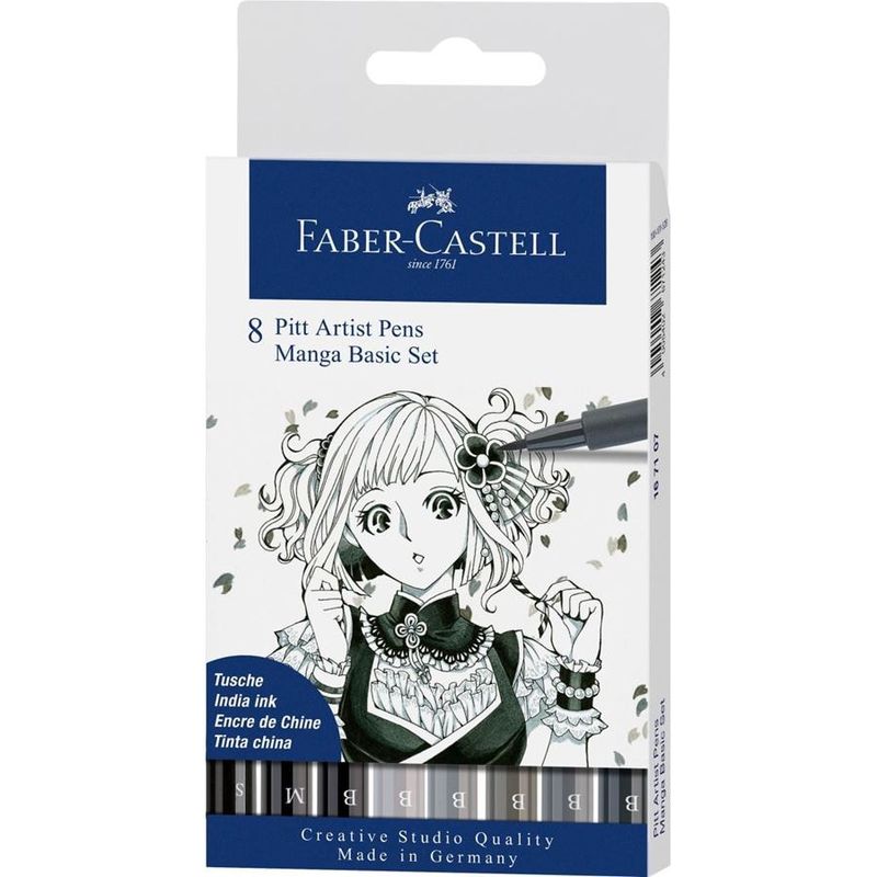 Faber-Castell 8 Pitt Artist Pens - Manga Basic Set