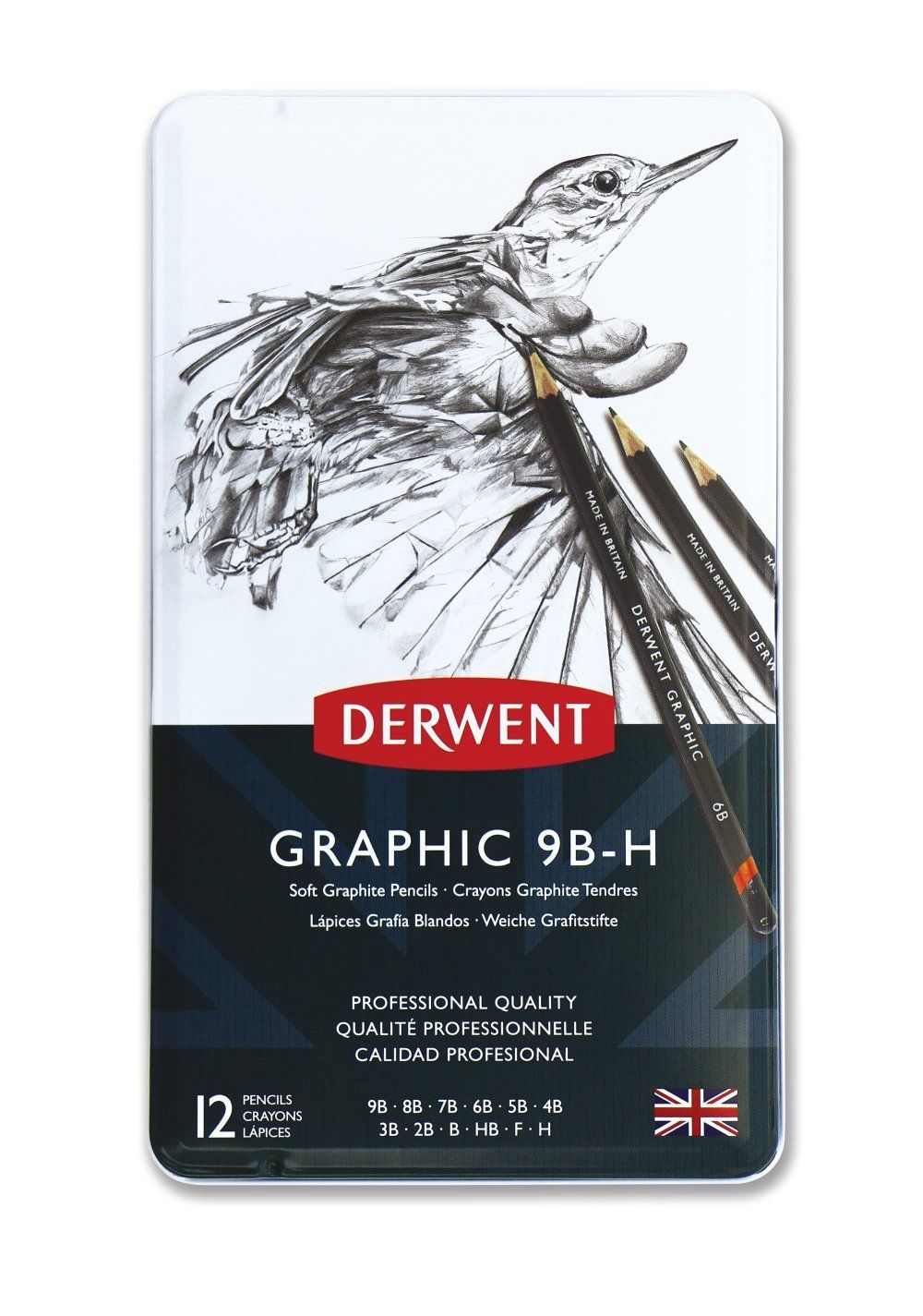 Derwent Graphic 9B-H Soft Graphite Pencils 12 Set