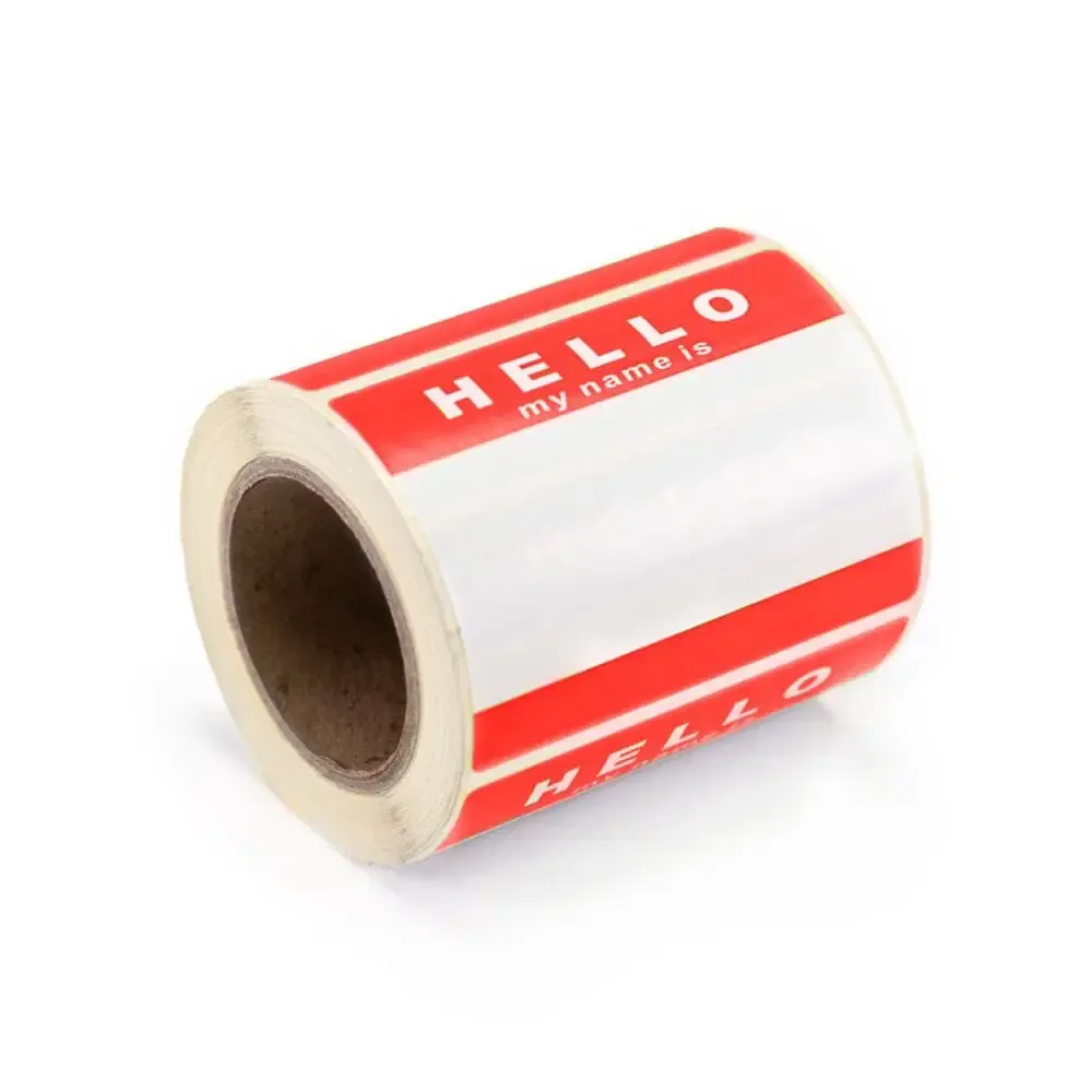 Hello My Name Is Stickers Red x250