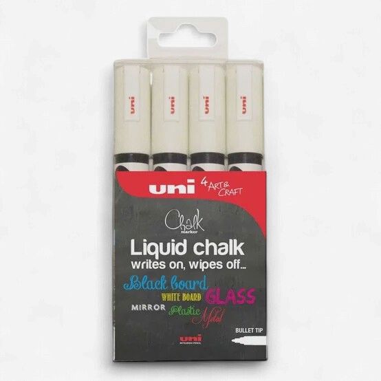 Uni Chalk PWE-5M Marker - 4-Pack White