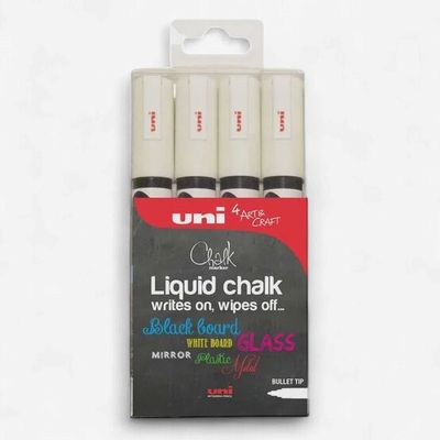 Uni Chalk PWE-5M Marker - 4-Pack White