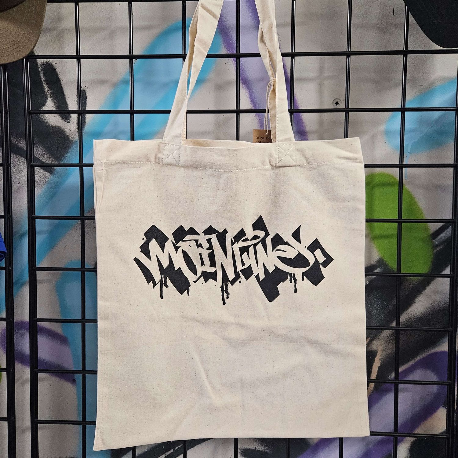 Mainline x Ziner NFA Black Print Tote Bag, Colour: Natural Raw