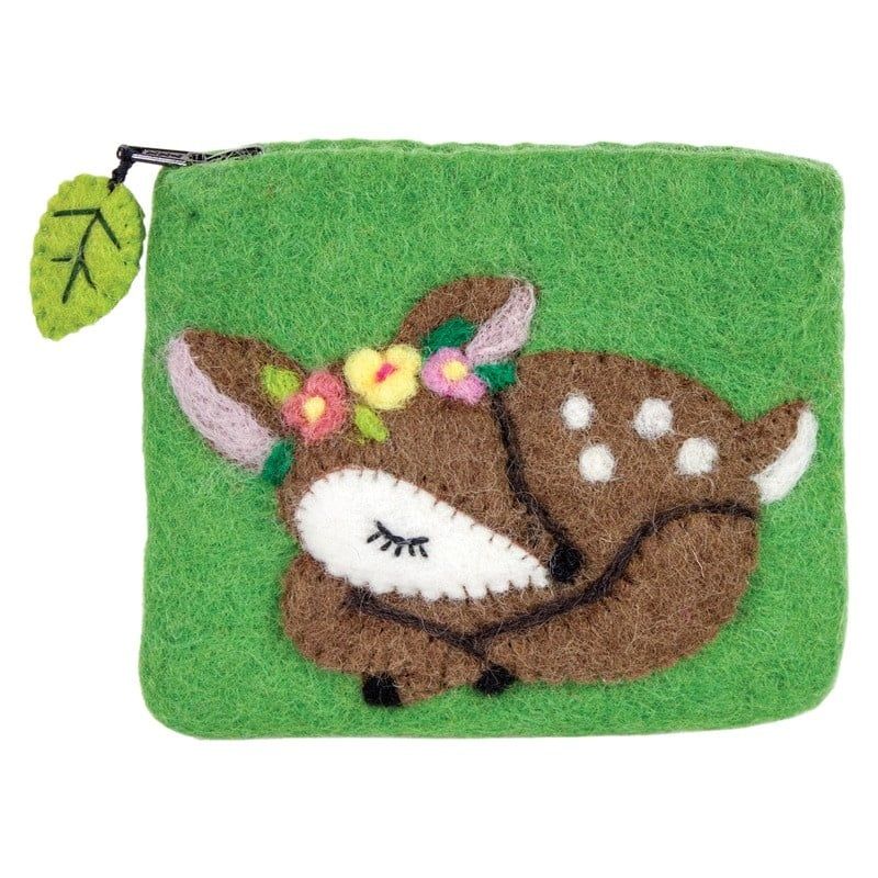 Embroidered Felt Coin Purse, Design: Fawn