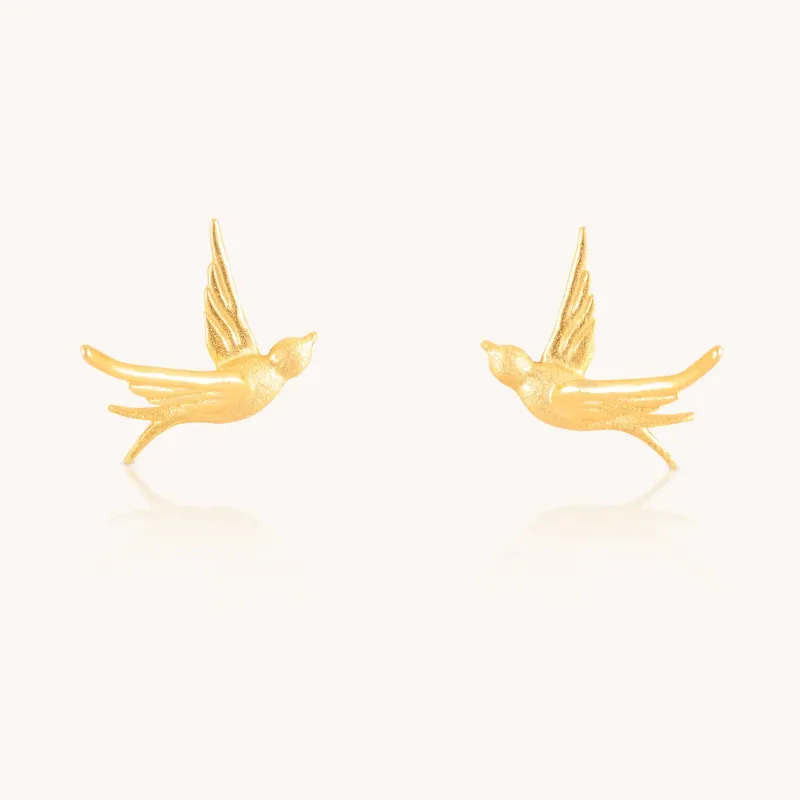 Gold Bird Earrings