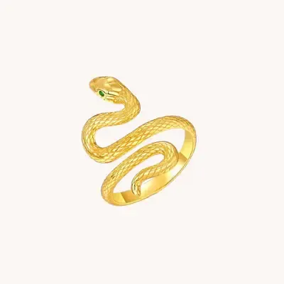 Ring - Green Eyed Snake Wrap  Adjustable