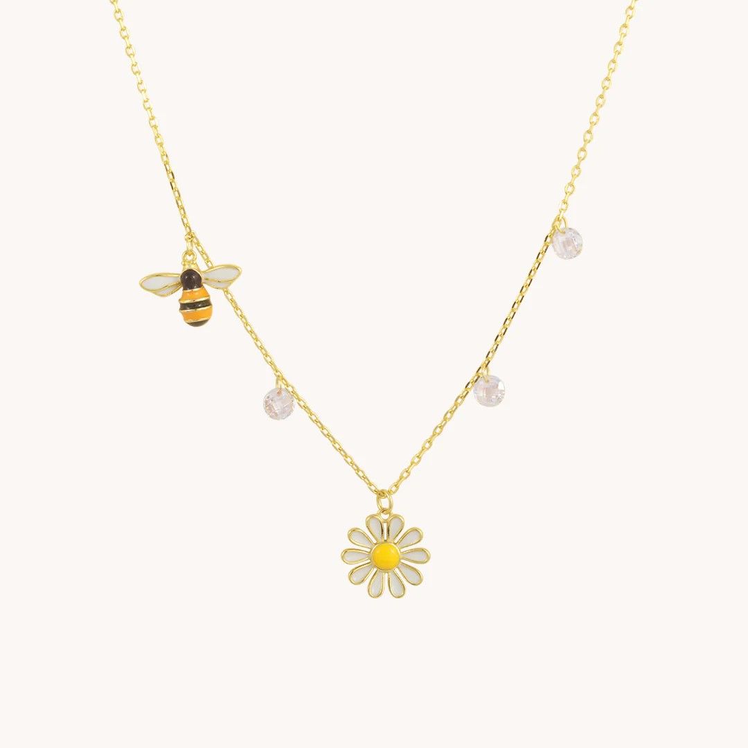 Necklace - Honeybee Floral Gold