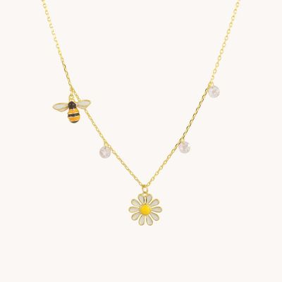 Necklace - Honeybee Floral Gold