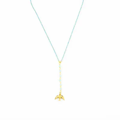 Necklace - Dainty Bird Turquoise