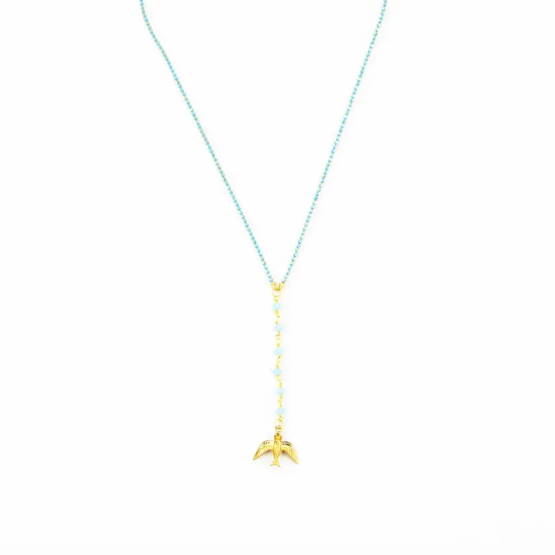 Necklace - Dainty Bird Turquoise