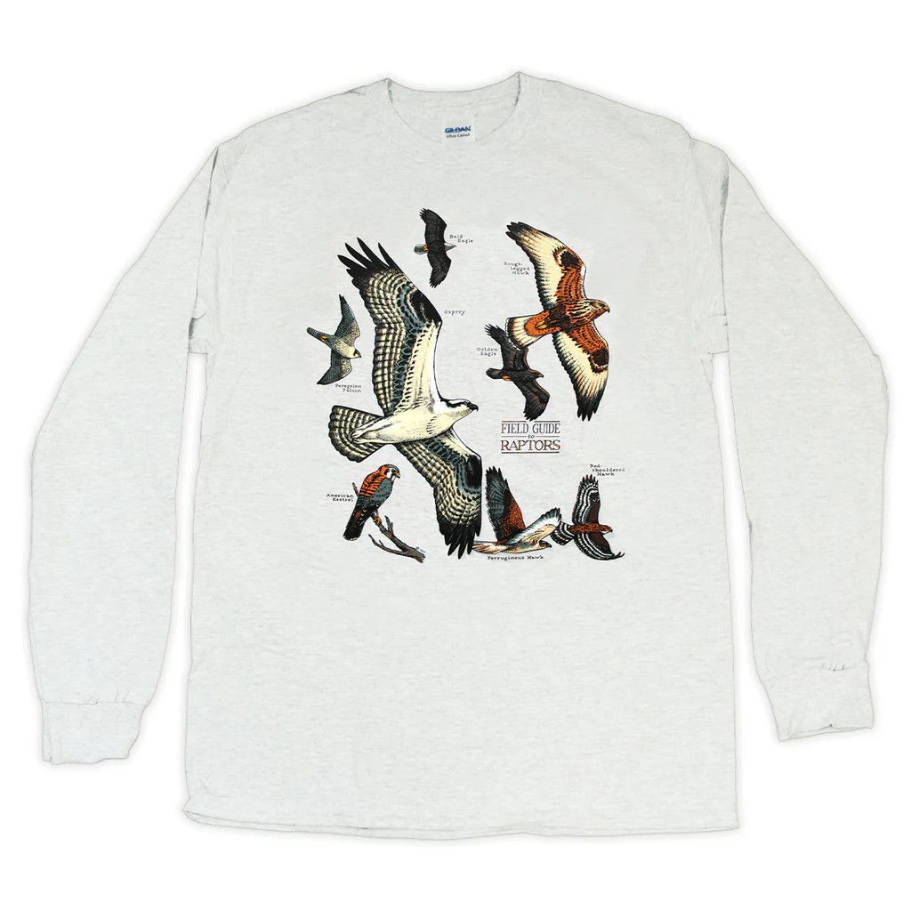 Long Sleeve T-shirt Field Guide to Raptors, Size: S