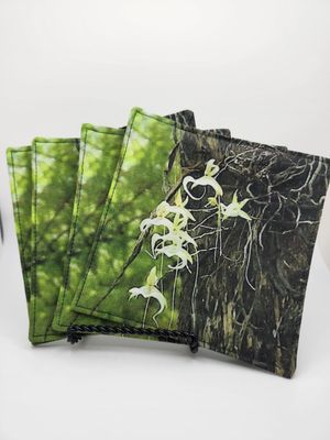 Coasters - Fabric  Handmade Ghost Orchid