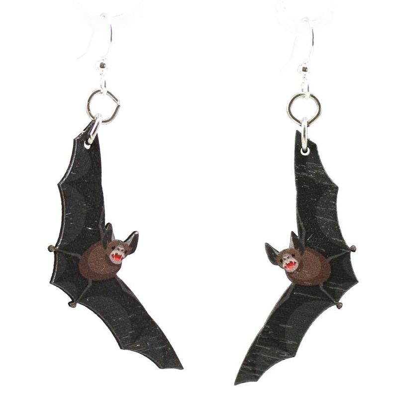 Wooden Earrings Bat