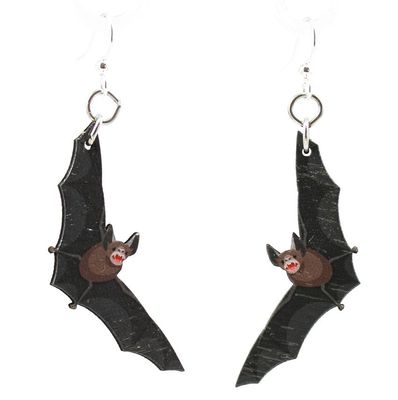Wooden Earrings Bat
