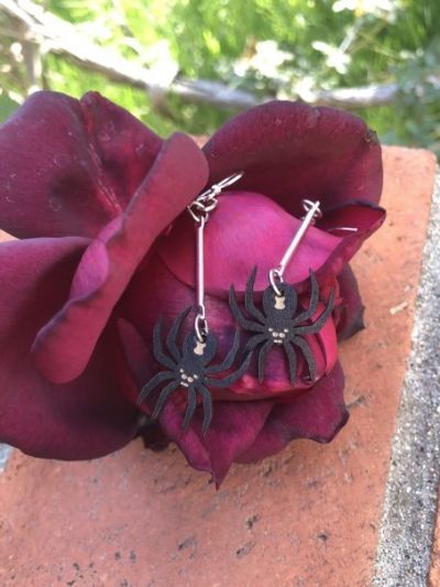 Wooden Earrings Spider
