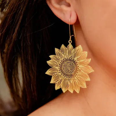 Earring - Brass Sunflower