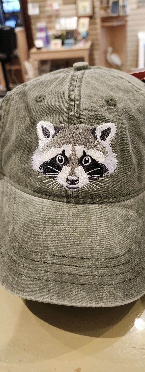 Adult Adjustable Caps, Design: Raccoon