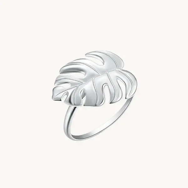 Ring - Monstera Silver Adjustable
