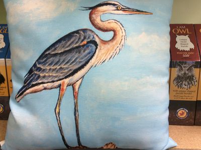 Pillow -Blue Heron on Stump 18x18