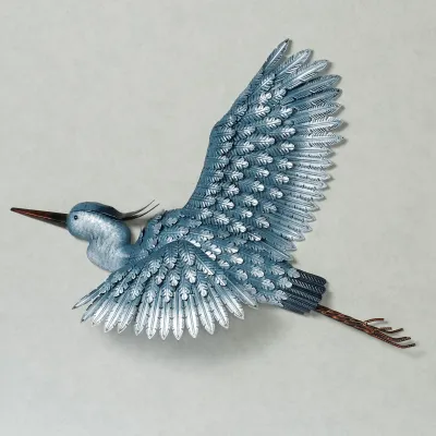Wall Decor - Metal Heron Flying