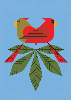 Notecard Box - Charley Harper Cardinals Consorting