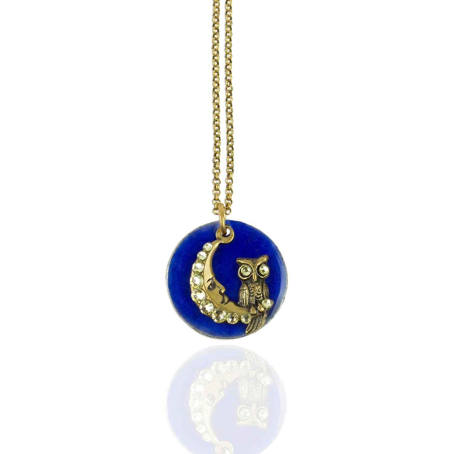 Necklace - Owl &amp; Moon Disk